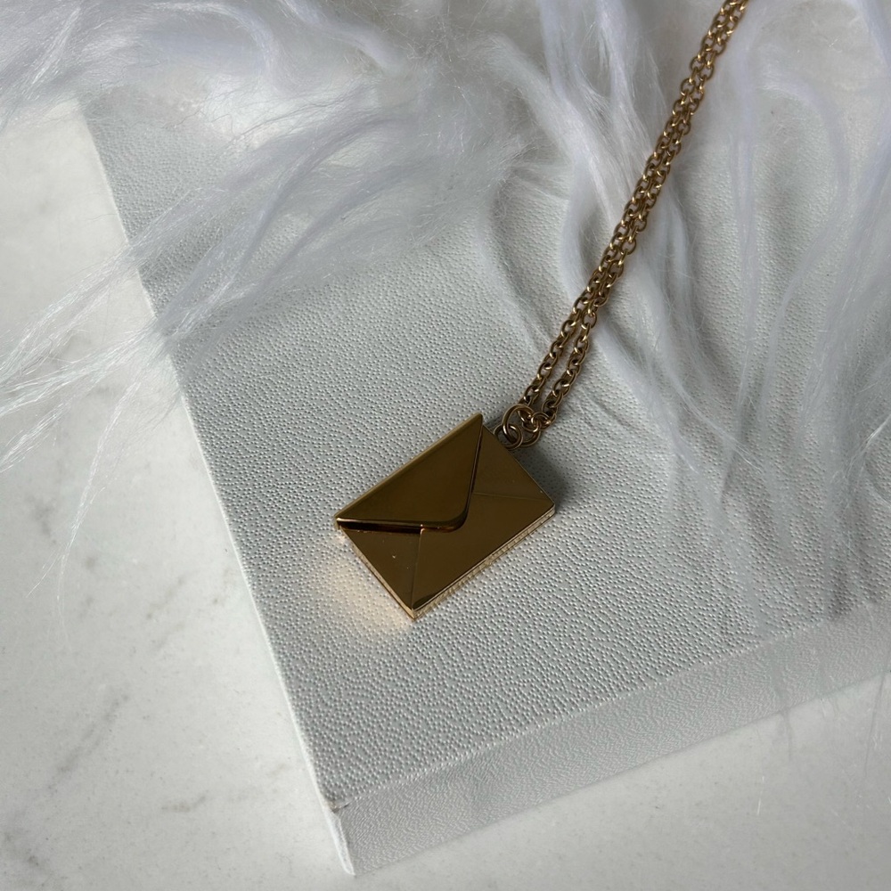Gold Envelope Pendant Necklace